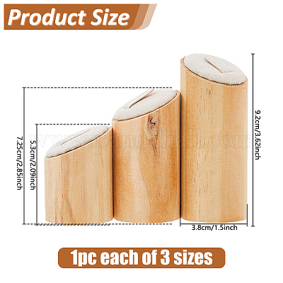 3 шт. 3 размера деревянные подставки для колец и ювелирных изделий RDIS-WH0011-36A-02-1