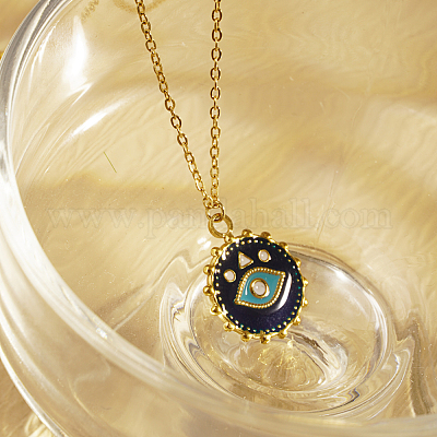 スタイリッシュなステンレススチールエナメルイーブルアイペンダント  