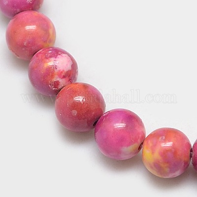 Синтетические ископаемое бисер пряди G-L028-6mm-07-1