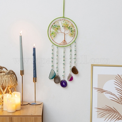 Плетеная сетка из перидота и агата «Древо жизни» из натуральных материалов для ловли солнца PW-WG17811-09-1