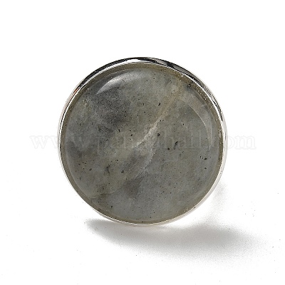 Натуральный лабрадорит круглые регулируемые кольца RJEW-K371-09S-15-1