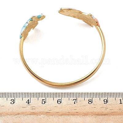 Браслеты-манжеты из нержавеющей стали Ocean 304 с эмалью для женщин BJEW-F518-02H-G-1