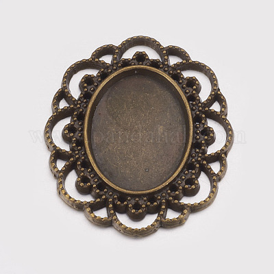 Тибетского стиля кабошон сеттинги TIBEP-EA079YKG-AB-LF-1