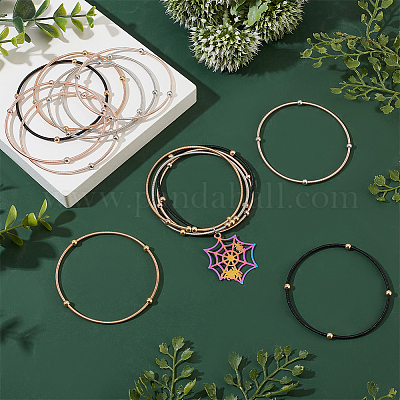 18шт 6 цвета нержавеющая сталь спутниковые цепи растягивающиеся браслеты набор для женщин BJEW-BC0001-27-1