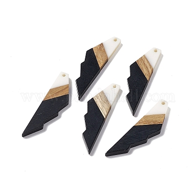 Большие подвески из непрозрачной смолы и орехового дерева X-RESI-M027-09C-1