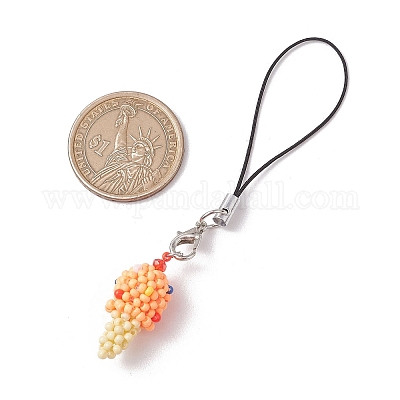 Подвеска в виде мороженого из стеклянных бусин HJEW-MZ00179-03-1