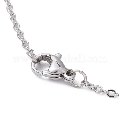 Колье с плоской круглой подвеской из стального синего стекла и сплава NJEW-JN04453-02-1