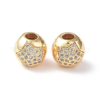 Латунные микро проложить кубического циркония бусы KK-I702-19A-G-1