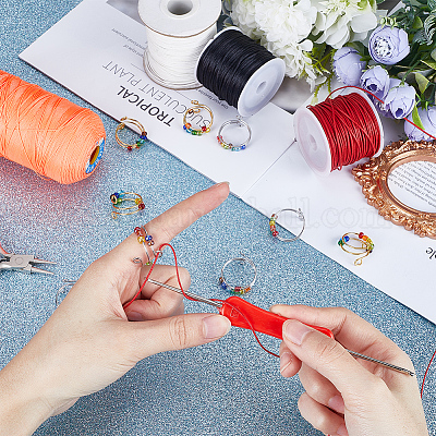 10 шт. 2-цветное вращающееся кольцо-манжета из цветной смолы с бусинами RJEW-SC0001-11-1