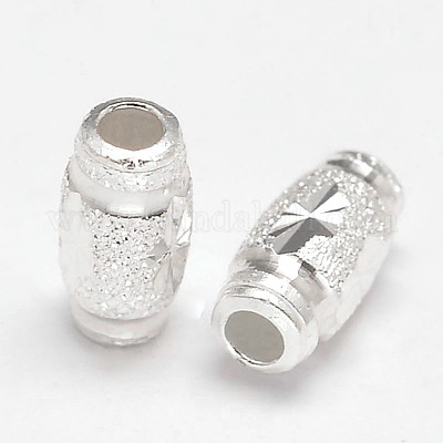 Фантазийный крой текстурированные 925 стерлингового серебра овальные бусы STER-F012-18-1