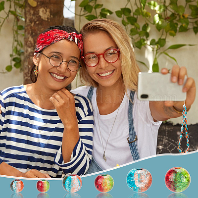 1340 шт. 6 стиля двухцветные прозрачные стеклянные бусины с эффектом кракле GLAA-PH0003-16-1