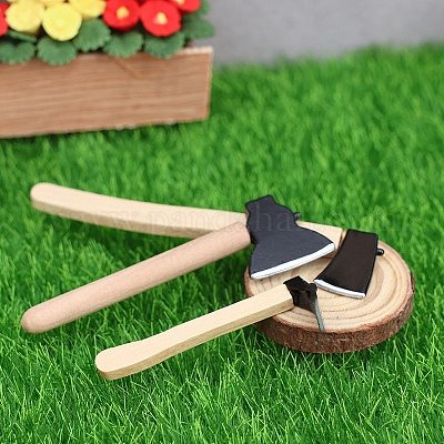 3 Stück Holzaxt-Miniaturornamente&nbsp;PW-WGC4F0E-01-1