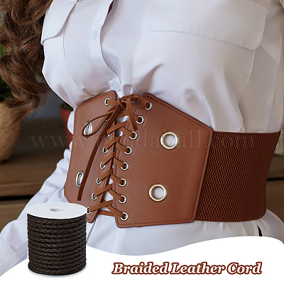 Круглый плетеный шнур из искусственной кожи LC-WH0012-03B-02-1