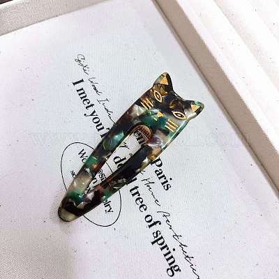 Заколки для волос из ацетата целлюлозы (смола) в форме кошки&nbsp;PW-WGA8C03-08-1