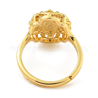 Регулируемые кольца из латуни овальной формы со стойкой для женщин RJEW-I105-03G-01-1