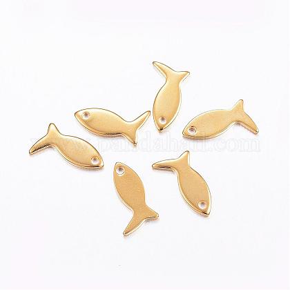 1ステンレススチール製チャーム 魚 ゴールドカラー 12x7x1mm 穴 1mmの通販 Jp Pandahall Com