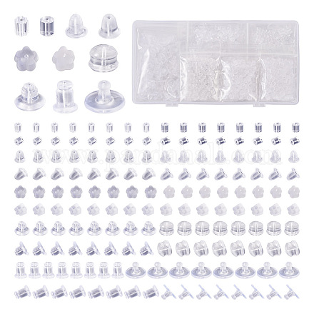 1000 Stück 10 Arten Gummi & Silikon & Kunststoff-Ohrmuttern KY-TA0001-21-1