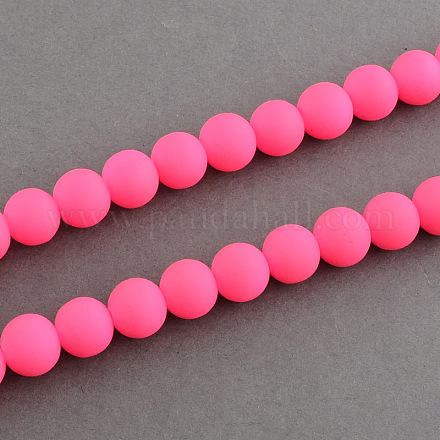 Rubber Style Neon Glass Round Beads X-DGLA-R024-16mm-3-1
