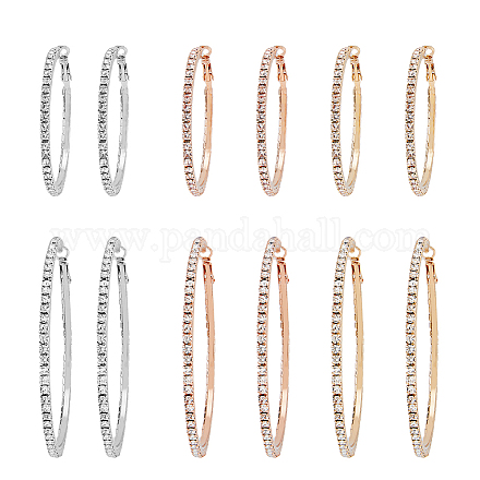 Fibloom 6 пара 6 стильные серьги-кольца с кристаллами и стразами EJEW-FI0001-35-1