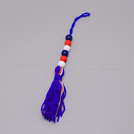 Décorations de pendentif glands de fil de laine thème fête de l'indépendance HJEW-TAC0013-06A-1