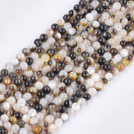 Schwarz Lippe Shell Perlen Stränge X-SHEL-S274-92B-1