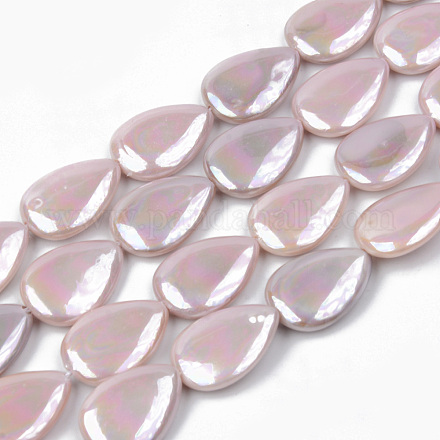 Galvanoplastie des brins de perles de coquille d'eau douce naturelle X-SHEL-R049-026A-1