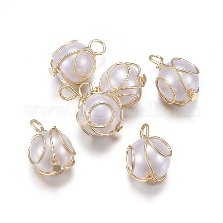 Colgantes de perlas de imitación de plástico abs KK-T039-23G-1