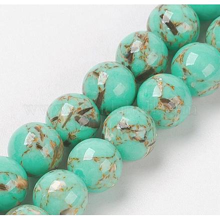 Chapelets de perles de coquillage de mer et turquoise synthétique X-G-G758-07-12mm-1