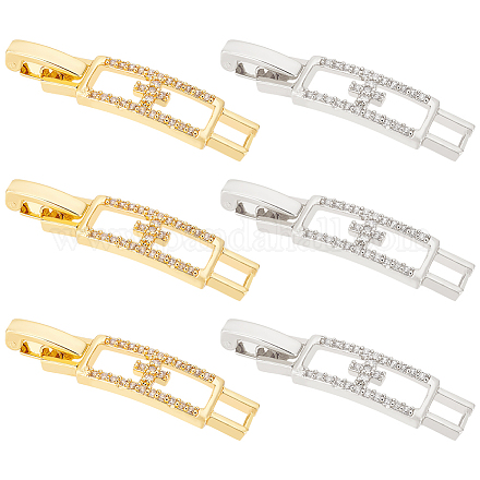 BENECREAT 6Pcs 2 Colors 18k Real Gold Plated Necklace Bracelet Extenders Clasp KK-BC0009-77-1
