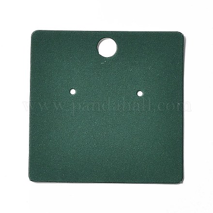 紙のアクセサリーディスプレイカード  イヤリングの収納に  濃い緑  正方形  6.4x6.4x0.05cm  穴：8mmと1.6mm CDIS-M006-07E-1