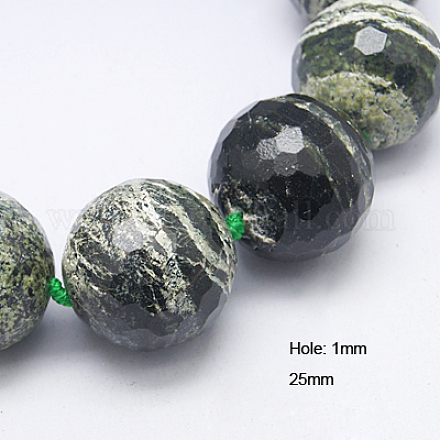 Brins de perles de jaspe en argent naturel G-G213-25mm-28-1