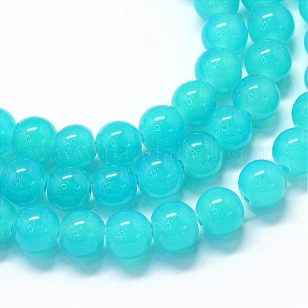 Chapelets de perles rondes en verre imitation jade peint DGLA-Q021-4mm-06-1