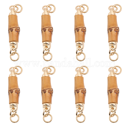 Chgcraft 8 pz ciondoli per connettori in bambù con componenti in lega color oro per accessori per la realizzazione di borse fai da te WOOD-CA0001-67-1