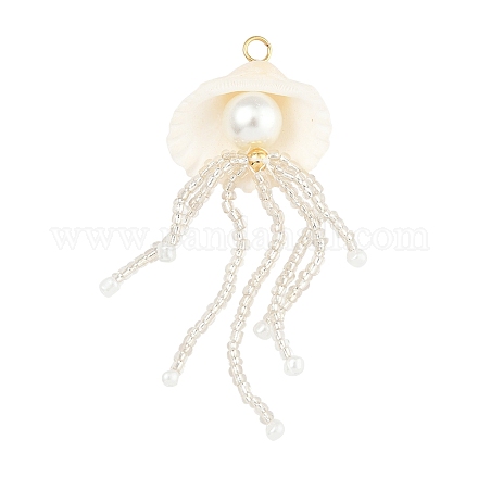 Подвески из натурального ракушечного и стеклянного жемчуга большие PALLOY-FS00033-1