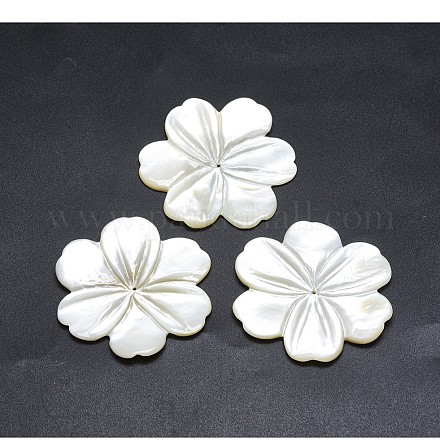 Fleurs naturelles perles de coquillage blanc SSHEL-P015-05-1