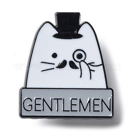Cartoon-Katze mit Wort-Herren-Emaille-Anstecknadel JEWB-E025-03EB-03-1