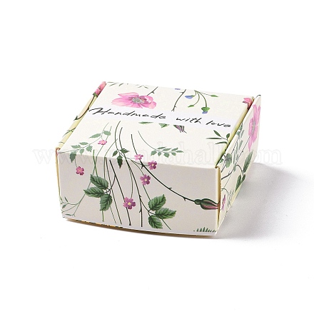 正方形の紙のギフトボックス  ギフトラッピング用折りたたみボックス  花柄  5.6x5.6x2.55cm CON-B010-01A-1