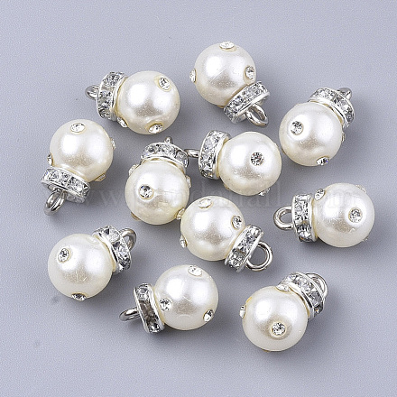 Colgantes de perlas de imitación de plástico abs de alto brillo X-RB-T011-02B-S-1