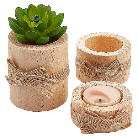 GORGECRAFT 3Pcs 3 Styles Natural Pine Wood Candle Holder AJEW-GF0002-78-1