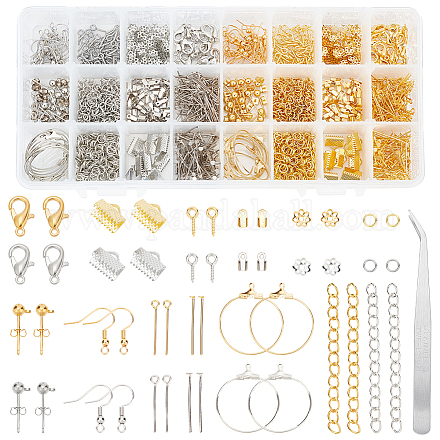 Pandahall environ 1480 kits de recherche de bijoux avec crochet de boucle d'oreille DIY-PH0019-30-1