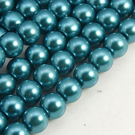 Abalorios de perla de vidrio perlados redondos X-HY-10D-B52-1