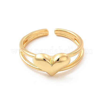 Кольцо-манжета из латуни с покрытием в виде сердца на день святого валентина RJEW-D076-03G-1