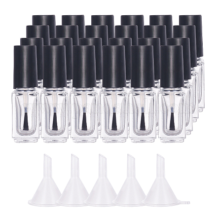 BENECREAT 24PCS 5ml Empty Nail Polish Bottles Transparent Glass Nail Varnish Bottles with Brushes MRMJ-BC0001-47-5ml-1