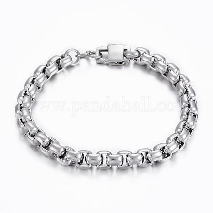 304 Stainless Steel Box Chain Bracelets BJEW-H508-07P-1