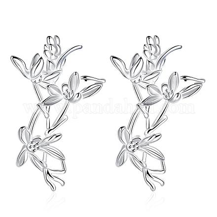 Perfect Design Flower Brass Stud Earrings EJEW-BB00470-1
