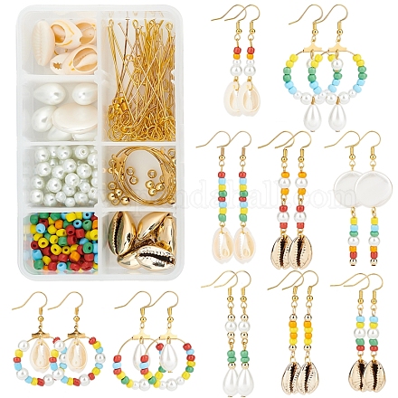 Sunnyclue kit per la creazione di orecchini a goccia con conchiglia naturale fai da te DIY-SC0018-43-1