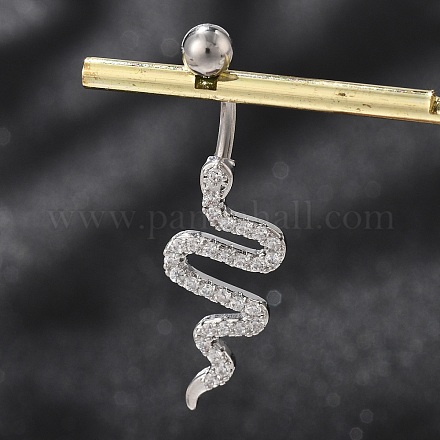 Сплав горный хрусталь змея изогнутая штанга кольца для живота&nbsp;LS-AJEW-R007-03P-04-1