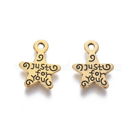 Gift Ideas for Men On Valentines Day Tibetan Style Alloy Star Carved Word Just for You Message Charms GLF1272Y-NF-1