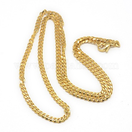 Trendy Men's 201 Stainless Steel Curb Chain Necklaces NJEW-L043A-42G-1
