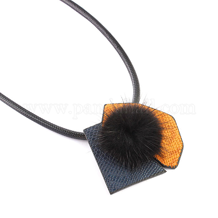 Hair Ball Pendant Necklaces NJEW-N0060-033A-1